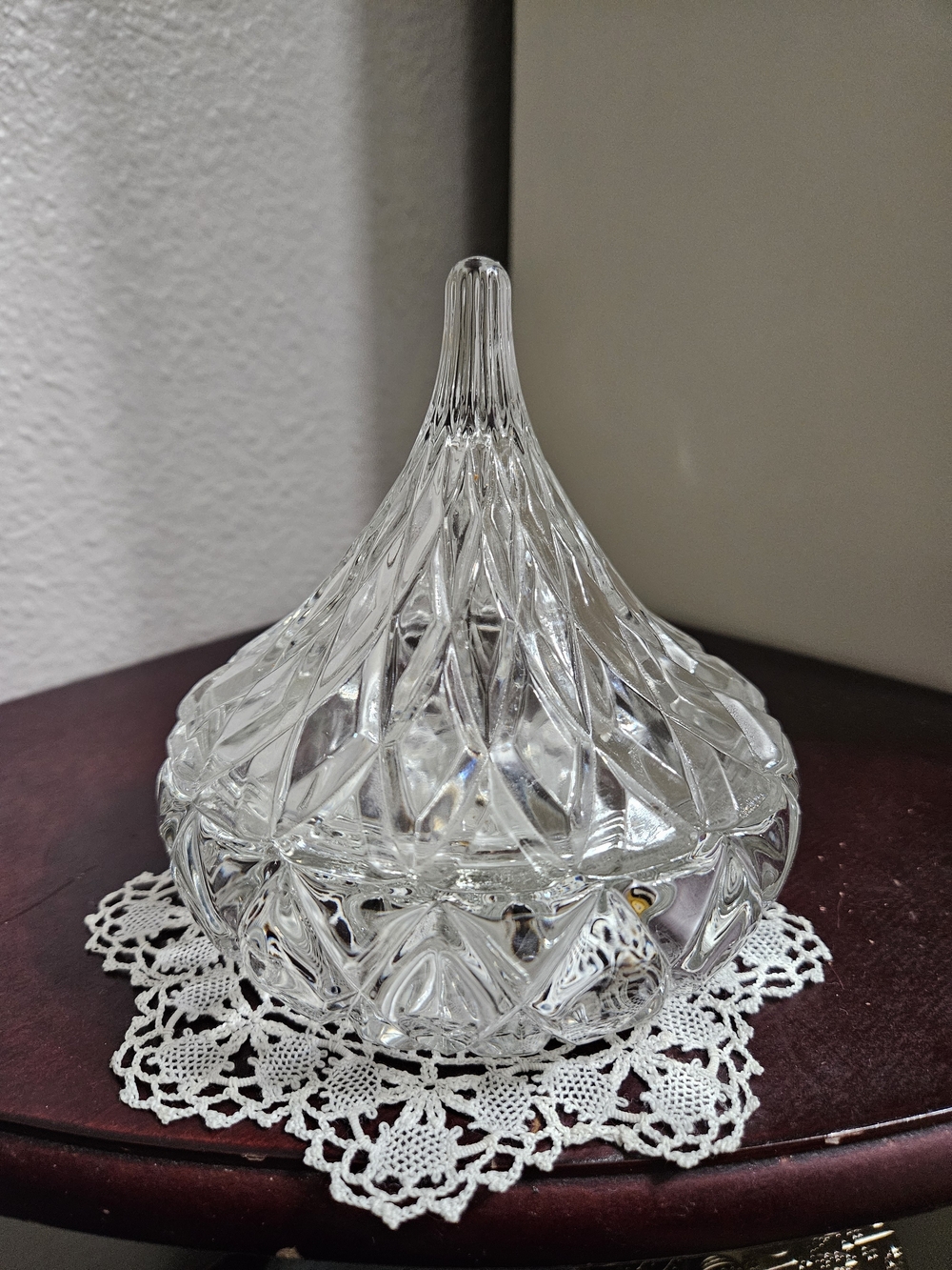 Vintage Crystal Hershey's Kiss Lidded Candy Dish / Trinket Box
